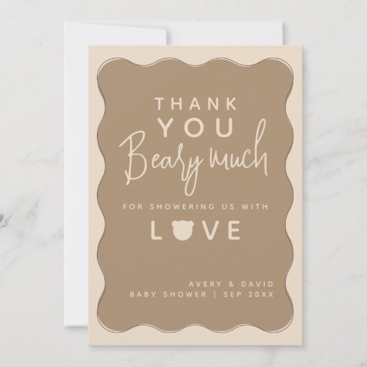 Beer golvende Lijst hand getrokken eenvoudig Baby Bedankkaart (Voorkant)