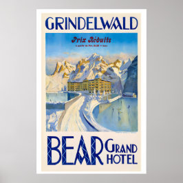 Beer Grand Hotel Grindelwald Zwitserland Vintage Poster