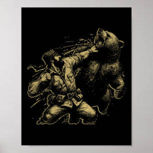Beer Grappig Man Ponsen Beer Retro Jagen Poster