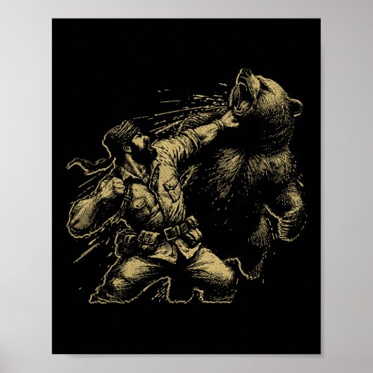 Beer Grappig Man Ponsen Beer Retro Jagen Poster (Voorkant)