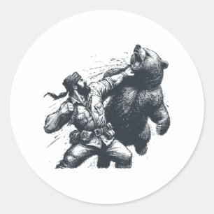 Beer grappige man stompen beer retro vintage jacht ronde sticker