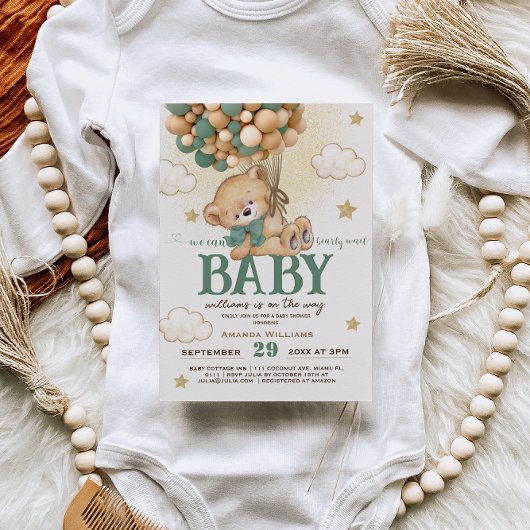 Beer Green Balloons Baby shower Kaart