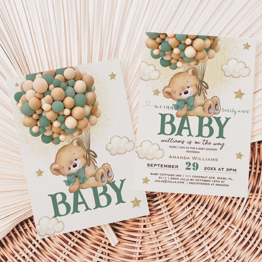 Beer Green Balloons Baby shower Kaart