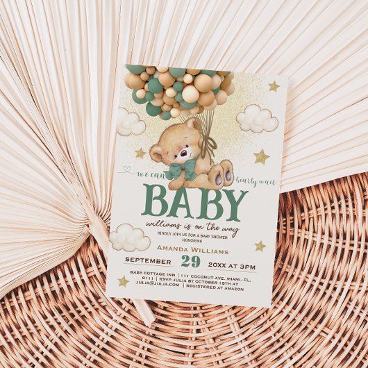 Beer Green Balloons Baby shower Kaart