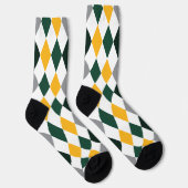 Beer Green en Gold Argyle Pattern Socks Sokken (Rechts)