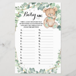 Beer Greenery Baby ABC Baby shower Game Card Flyer