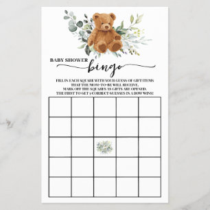 Beer Greenery Baby shower Bingo Game Kaart