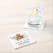 Beer Greenery Baby shower Square Paper Onderzetter (Insitu)