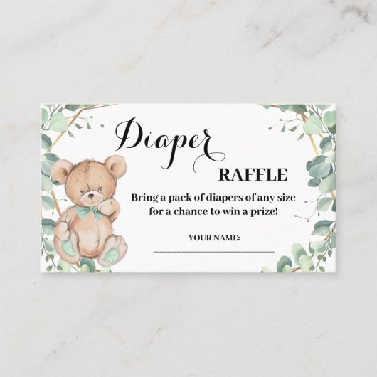 Beer Greenery Diaper Raffle Ticket Shower Card (Voorkant)