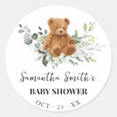 Beer Greenery Eucalyptus Baby shower Ronde Sticker (Voorkant)