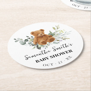 Beer Greenery Eucalyptus Baby shower Round Paper Ronde Kartonnen Onderzetter