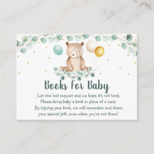 Beer Greenery Gold Baby shower Book Request Informatiekaartje