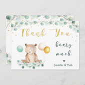 Beer Greenery Gold Baby shower Hartelijk dank Bedankkaart (Voorkant / Achterkant)