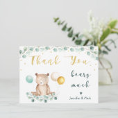 Beer Greenery Gold Baby shower Hartelijk dank Bedankkaart (Staand voorkant)
