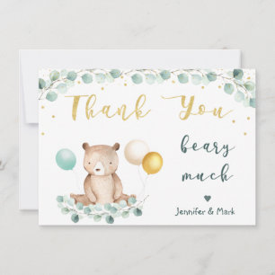 Beer Greenery Gold Baby shower Hartelijk dank Bedankkaart