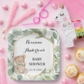 Beer Greenery Gold Baby shower Papieren Bordje (Feest)