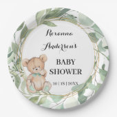 Beer Greenery Gold Baby shower Papieren Bordje (Voorkant)