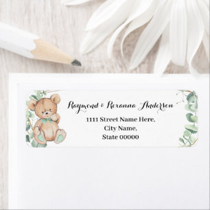 Beer Greenery Gold Baby shower Return Address Etiket