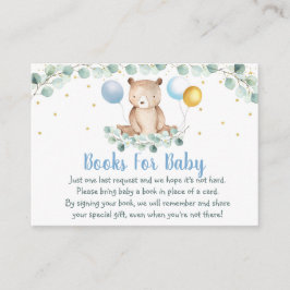 Beer Greenery Gold Blue Baby shower Book Request Informatiekaartje
