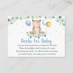 Beer Greenery Gold Blue Baby shower Book Request Informatiekaartje