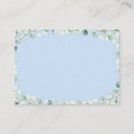 Beer Greenery Gold Blue Baby shower Diaper Raffle Informatiekaartje (Achterkant)