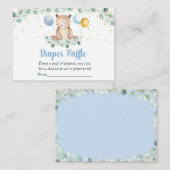 Beer Greenery Gold Blue Baby shower Diaper Raffle Informatiekaartje (Voorkant / Achterkant)