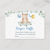 Beer Greenery Gold Blue Baby shower Diaper Raffle Informatiekaartje (Voorkant)