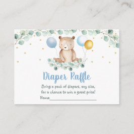Beer Greenery Gold Blue Baby shower Diaper Raffle Informatiekaartje