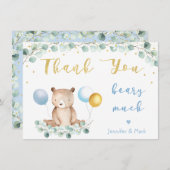 Beer Greenery Gold Blue Baby shower Hartelijk dank Bedankkaart (Voorkant / Achterkant)