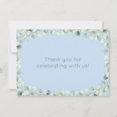 Beer Greenery Gold Blue Baby shower Hartelijk dank Bedankkaart (Achterkant)