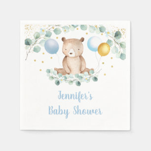 Beer Greenery Gold Blue Boy Baby shower Servet