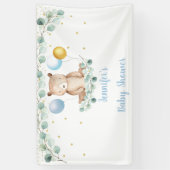 Beer Greenery Gold Blue Boy Baby shower Spandoek (Verticaal)