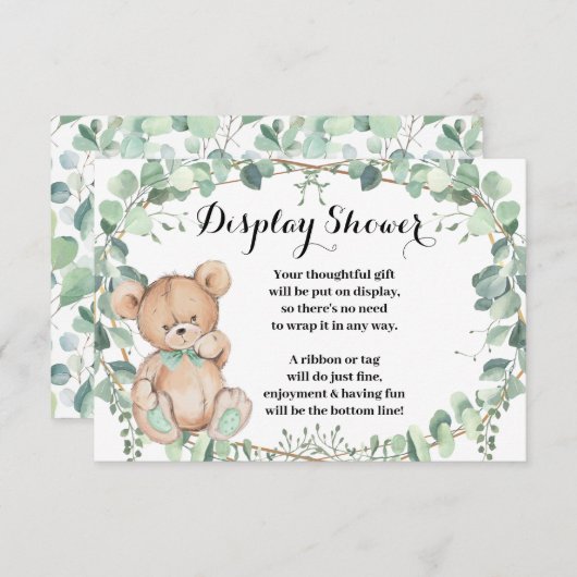 Beer Greenery Gold Display Baby shower Informatiekaartje (Voorkant / Achterkant)