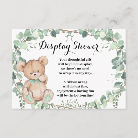 Beer Greenery Gold Display Baby shower Informatiekaartje (Voorkant)