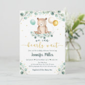 Beer Greenery Gold Gender Neutral Baby shower Kaart (Staand voorkant)