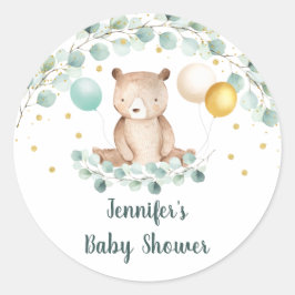 Beer Greenery Gold Gender Neutral Baby shower Ronde Sticker