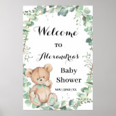 Beer Greenery Gold Welcome Baby shower Poster (Voorkant)