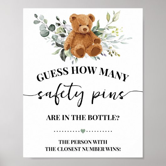 Beer Greenery Hoeveel Baby shower van de veilighei Poster (Voorkant)