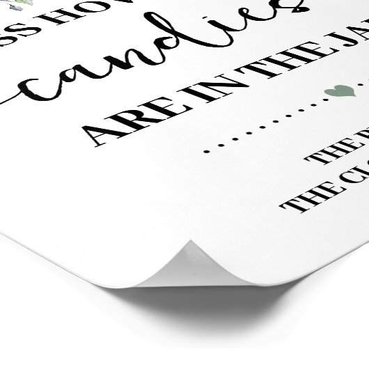 Beer Greenery Hoeveel Snoepjes Shower Game Sign Poster (Hoek)