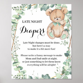 Beer Greenery Late Night Diaper-schoenenbord Poster