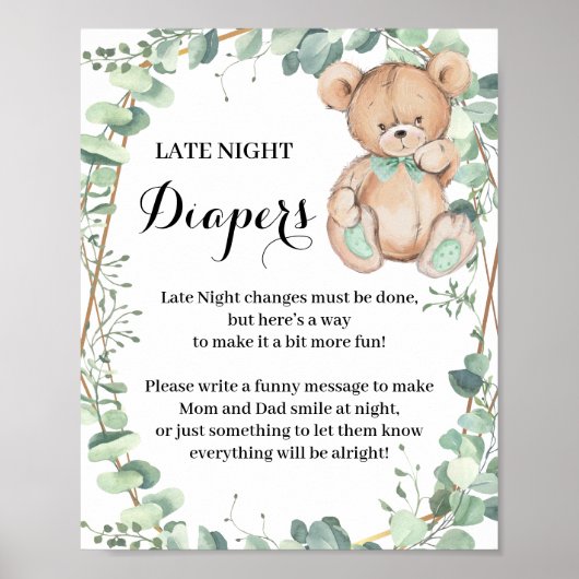 Beer Greenery Late Night Diaper-schoenenbord Poster (Voorkant)