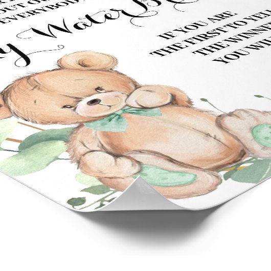 Beer Greenery My Water Broke Baby shower Game Poster (Hoek)