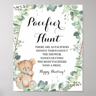 Beer Greenery Pacifier jacht Baby shower Game Sign Poster