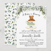 Beer Greenery Tea Baby shower Invitation Feestdagenkaart (Voorkant / Achterkant)