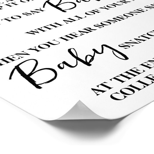 Beer Greenery zegt niet dat Baby Clothespin Shower Poster (Hoek)