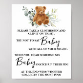 Beer Greenery zegt niet dat Baby Clothespin Shower Poster (Voorkant)