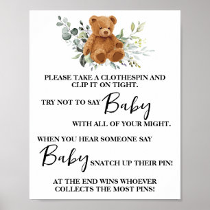 Beer Greenery zegt niet dat Baby Clothespin Shower Poster