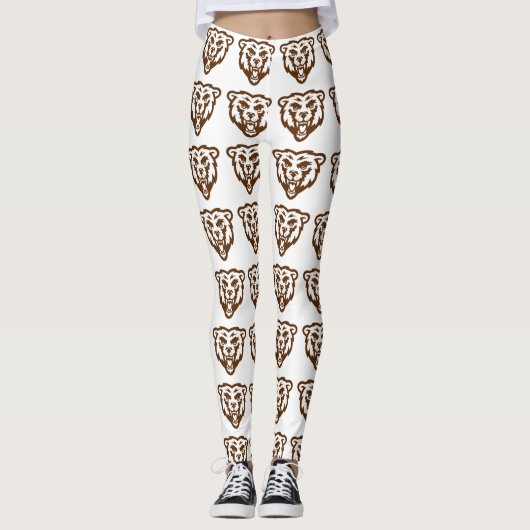 Beer Grizzly Brown Rustic Woodland Animals Pattern Leggings (Voorkant)