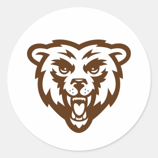 Beer Grizzly Brown Rustic Woodland Folk Animals Ronde Sticker (Voorkant)