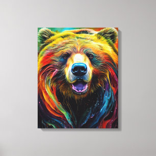 Beer Grizzly Dier Ontdekking Avontuur Natuur PLA Canvas Afdruk